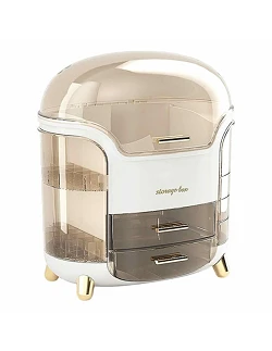 Bærbar Makeup Organizer -  Guld & Hvid