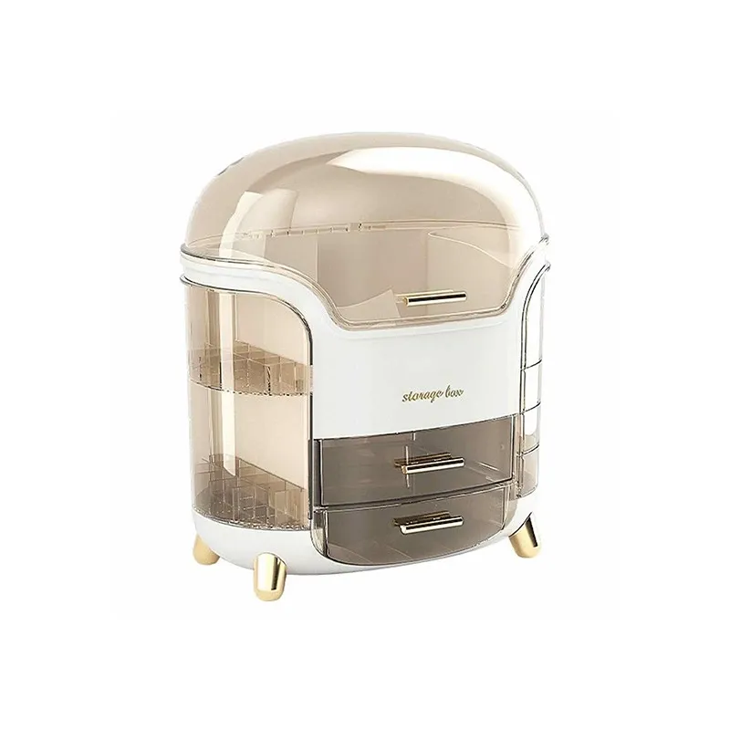 Bærbar Makeup Organizer -  Guld & Hvid