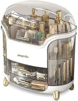 Bærbar Makeup Organizer -  Guld & Hvid