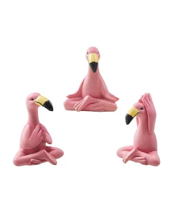 Sjove Yoga Flamingo Dekorationsfigur - 3 stk