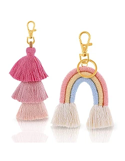 Boheme Regnbue Nøglering m. Tassels - Multi