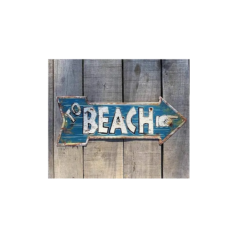 Nostalgisk Beach Skilt - Blå