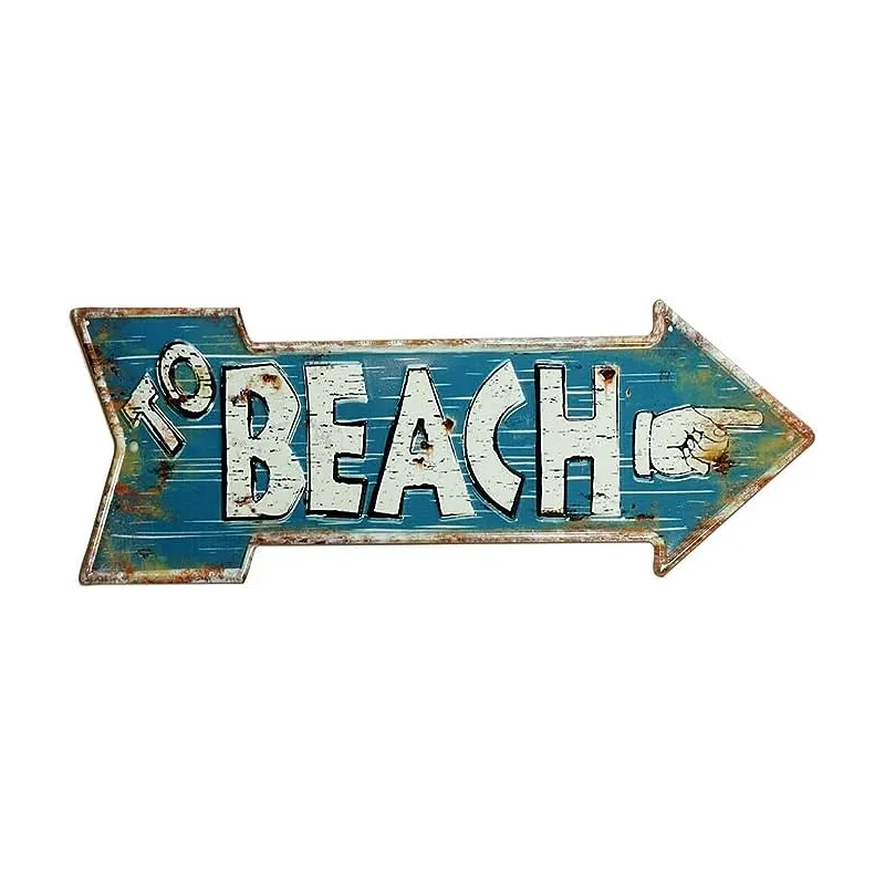 Nostalgisk Beach Skilt - Blå