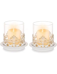 Vintage Inspireret Fyrfadsstage Sæt - Hvid