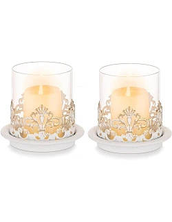 Vintage Inspireret Fyrfadsstage Sæt - Hvid