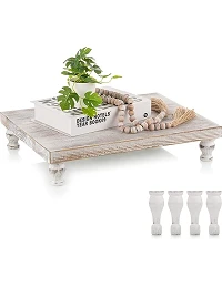 Dekorativ Træbakke På Fod - Hvid