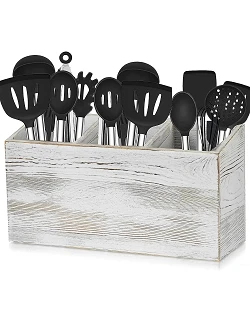 Køkkenredskabsholder i Vintage Hvidt Træ - 3 Rum