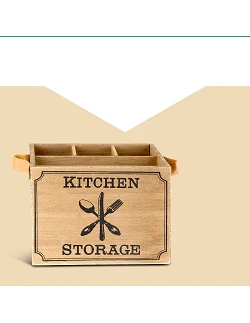 Vintage Køkkenredskabsbeholder i Træ med...