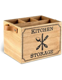 Vintage Køkkenredskabsbeholder i Træ med...