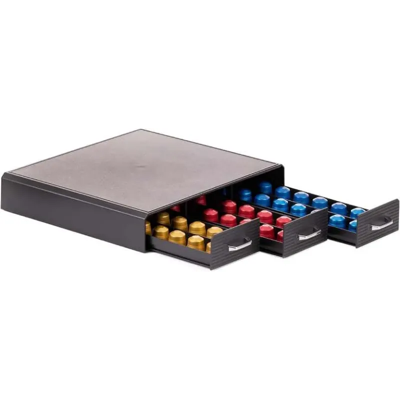 Elegant Nespresso Kaffe Kapsel Opbevaring I Skuffe Design - Sort