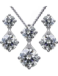 Elegant Sparkle Smykkesæt - Halskæde & Øreringe til Kvinder - Sølv