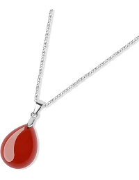 Moonlight Rød Agat Halskæde - Sølv