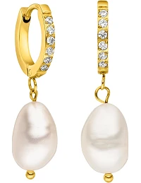 Ægte Perle øreringe til kvinder - Guld