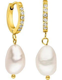 Ægte Perle øreringe til kvinder - Guld