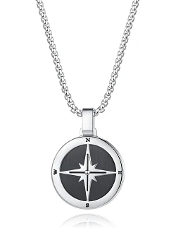 Elegant Maritim Retro Kompas Halskæde - Sølv