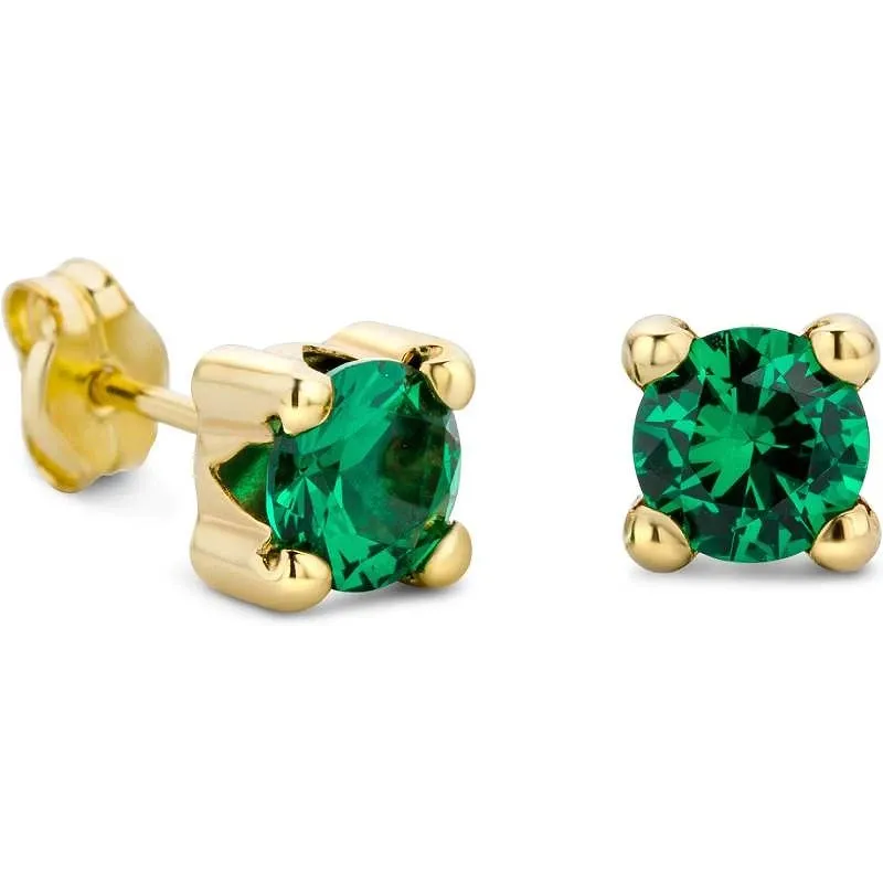Elegante Smaragd Ørestikker - 9 Karat Guld - 5,3 mm.