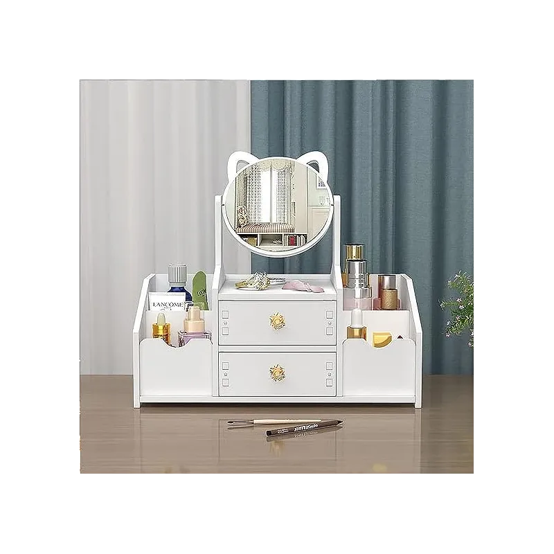 Elisa Makeup Organizer med Skuffe og Spejl - Hvid