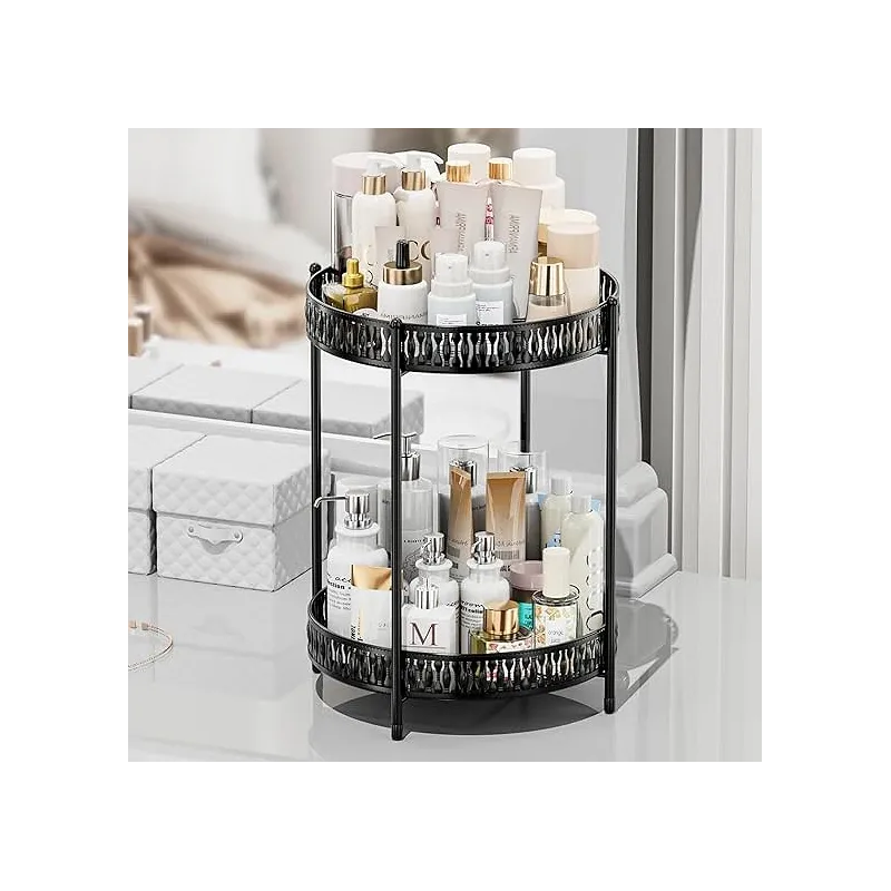 Praktisk Dyrskov Makeup Bord med Aftagelige Bakker i Sort