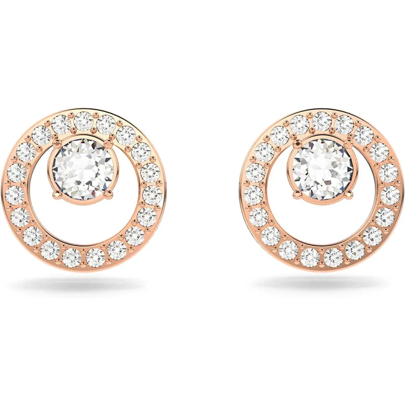 Stilfulde Swarovski Øreringe - Hvid Krystal og Roséguld