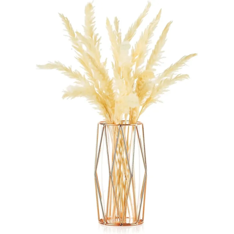 Sofistikeret Lille Vase i Kobber og Glas - Geometrisk Design
