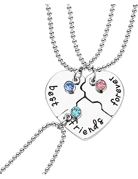 Moderne Veninde Halskæde Til 3 Personer - Sølv