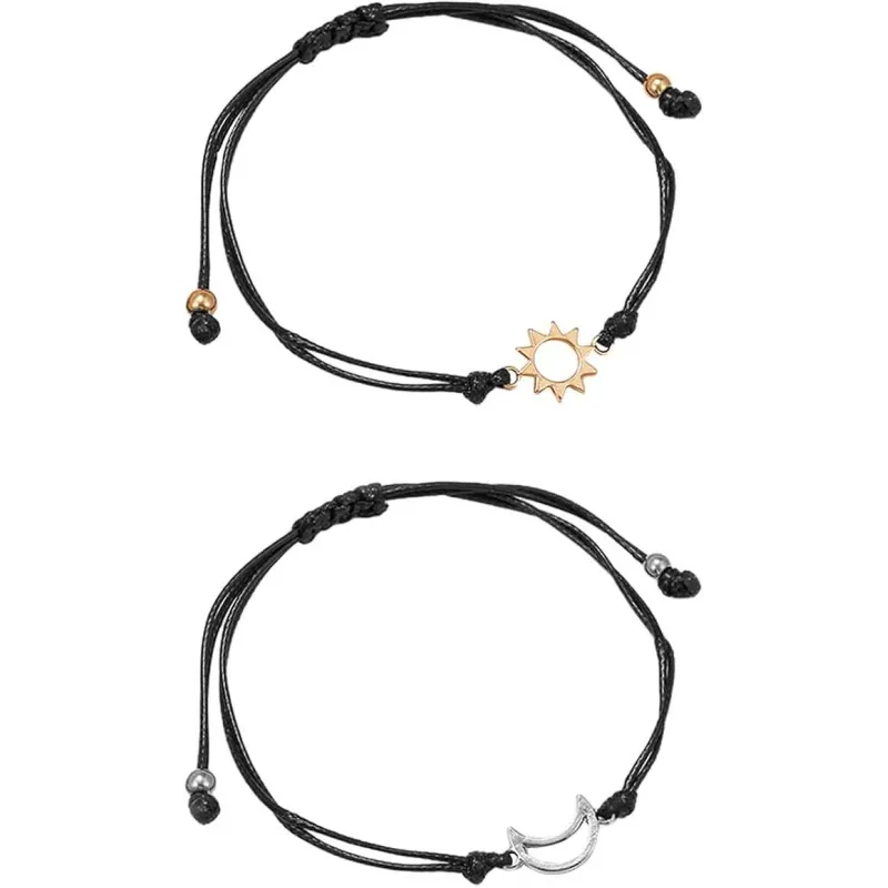 Trendy Sol og Måne Veninde Armbånd - Guld og Sølv
