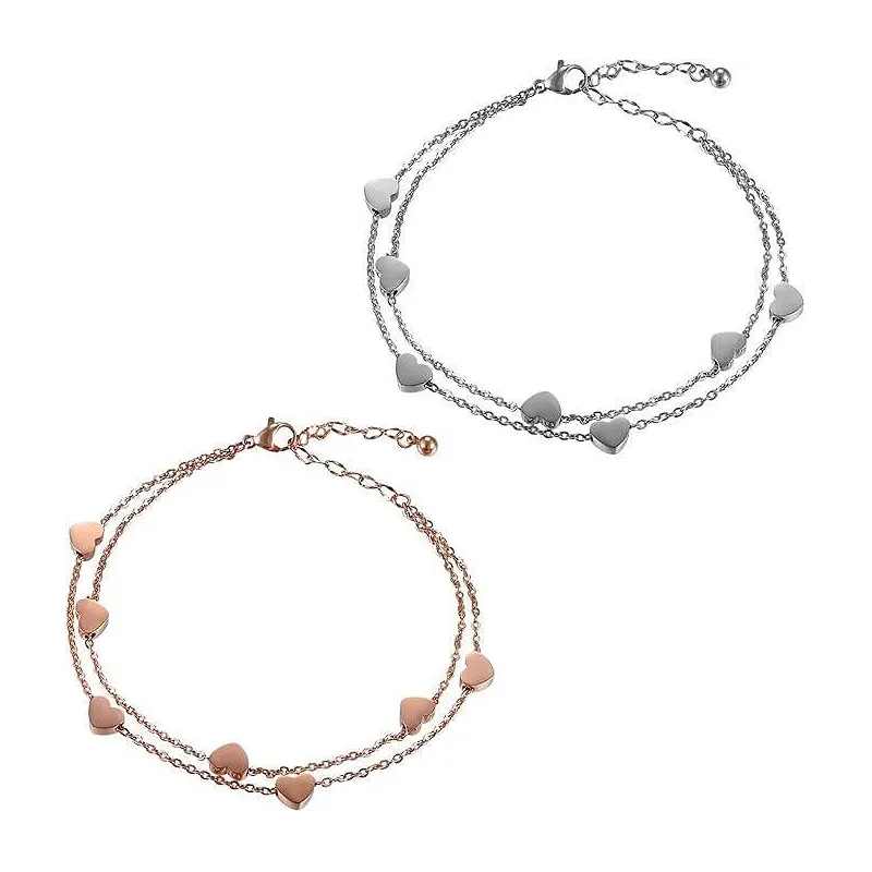 Charmerende Veninde Armbånd med Hjerter til 2