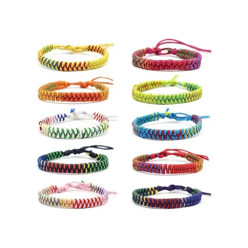 Farverige Boheme Vævet Armbånd - 10 Stk.