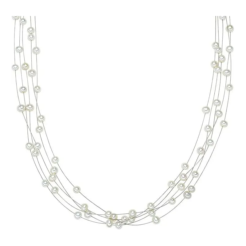 Elegant hvid Perlehalskæde med Ferskvandsperler - 43 cm i 925 Sterling Sølv