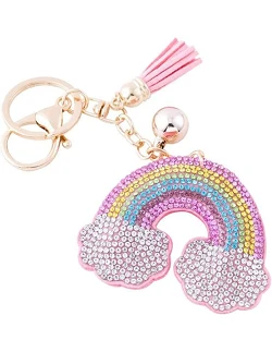 Børne Nøglering m. Funklende Regnbue Vedhæng