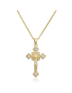 Elegant Kors Halskæde med Zirconia Vedhæng – 18K Forgyldt Kæde