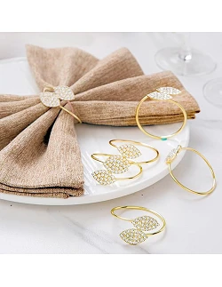 Luksuriøse Blad Servietringe i Guld Design med...