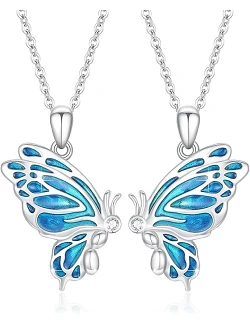 Fortryllende Sommerfugl Veninde Halskæde til 2 – 925 Sterling Sølv