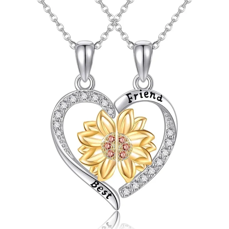 Elegant Solsikke Venskab Halskæde med Zirkonia - 925 Sterling Sølv