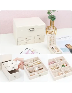 Saga Smykkeskrin i 3 Lag med Indbygget Spejl