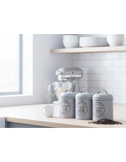 3 Dekorative Opbevaringsdåser til Kaffe, Sukker og Te