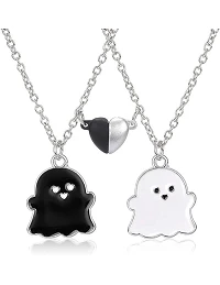 BFF Halskæde med Hjerte og Spøgelser til 2 - Perfekt til Halloween