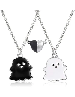 BFF Halskæde med Hjerte og Spøgelser til 2 - Perfekt til Halloween