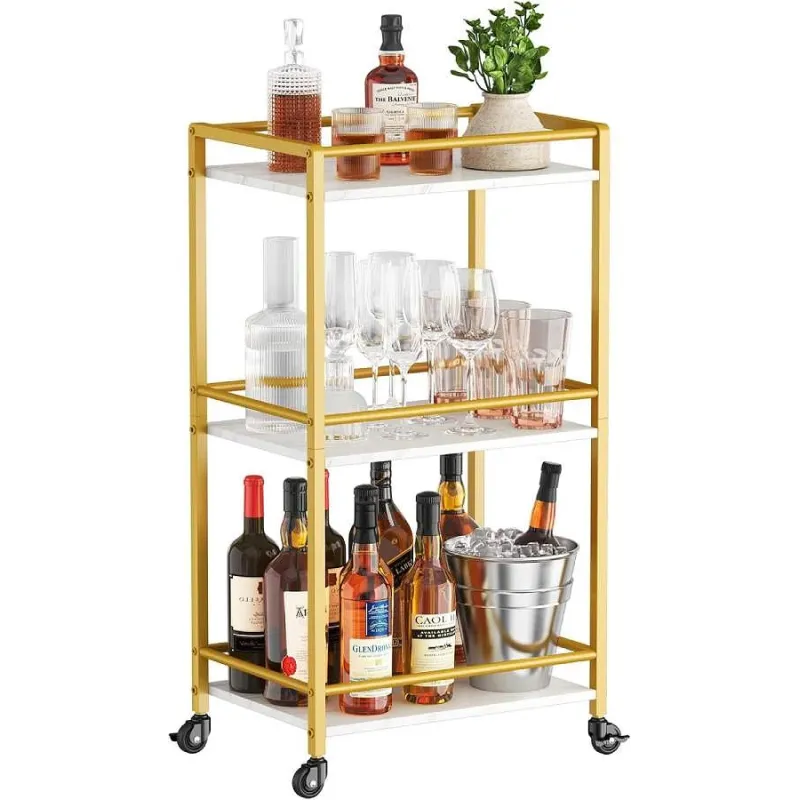 Elegant Barbord på Hjul i Guld