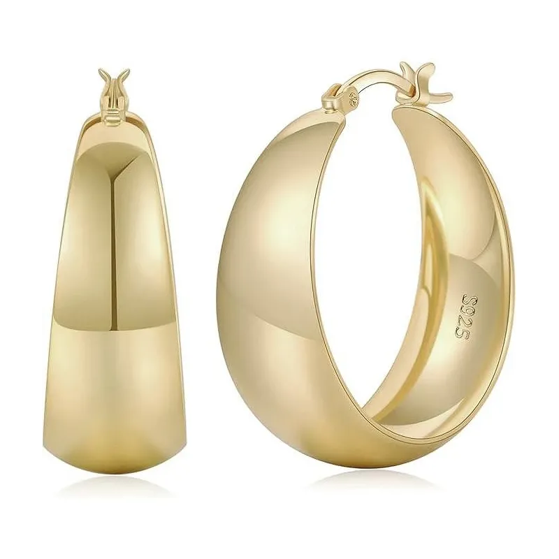 Elegante Creoler I 14k Guldbelagt 925 Sterling Sølv