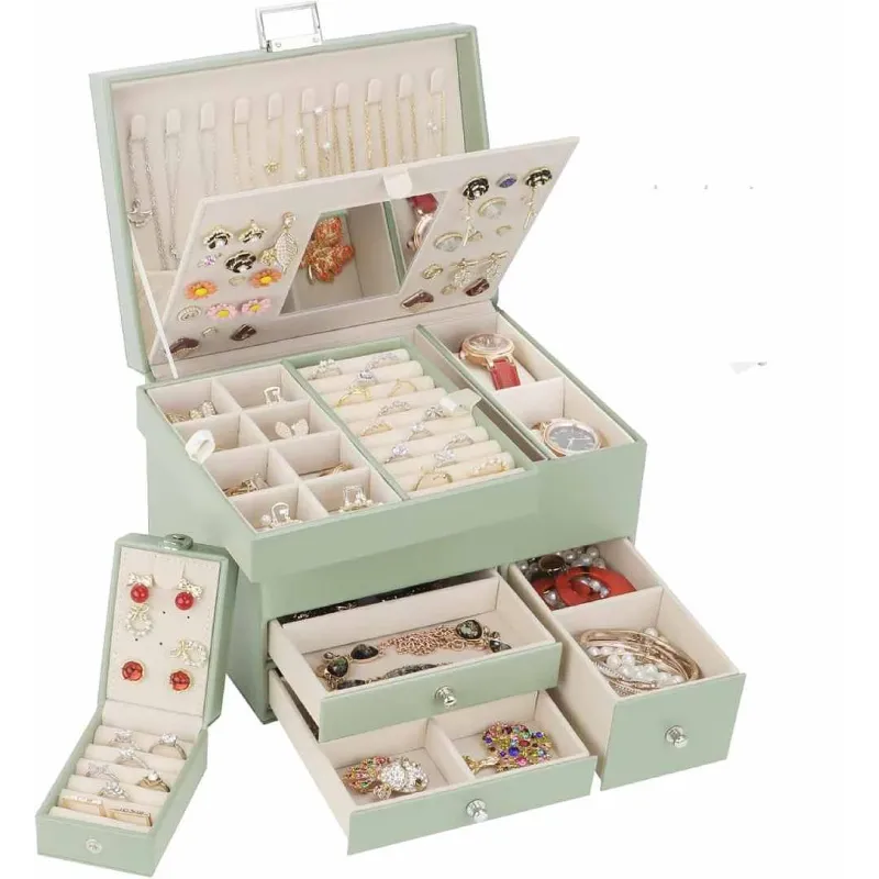 Rummelig Birchwood Smykke Organizer & Opbevaringsboks - Grøn
