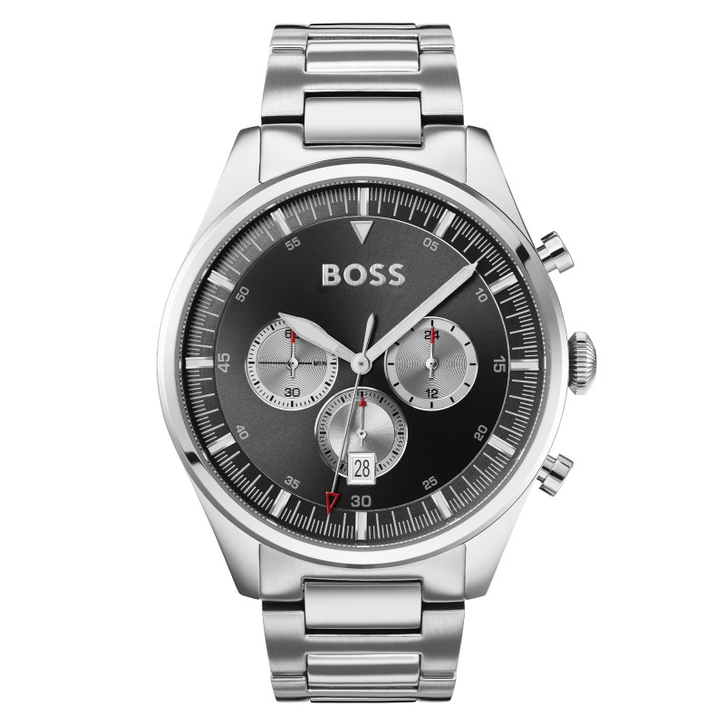 HUGO BOSS Pioneer 1513712 herreur 44 mm rustfrit stål, sølv