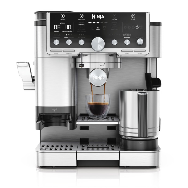 Ninja Luxe Café Pro ES701EU espressomaskine med kaffekværn og mælkeskummer - sølv