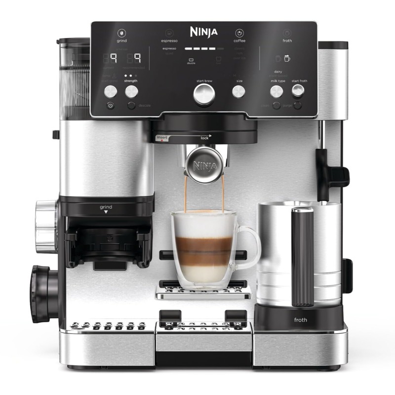 Ninja Luxe Cafe Essential Espressomaskine Med Kværn i Sølv ES501EU