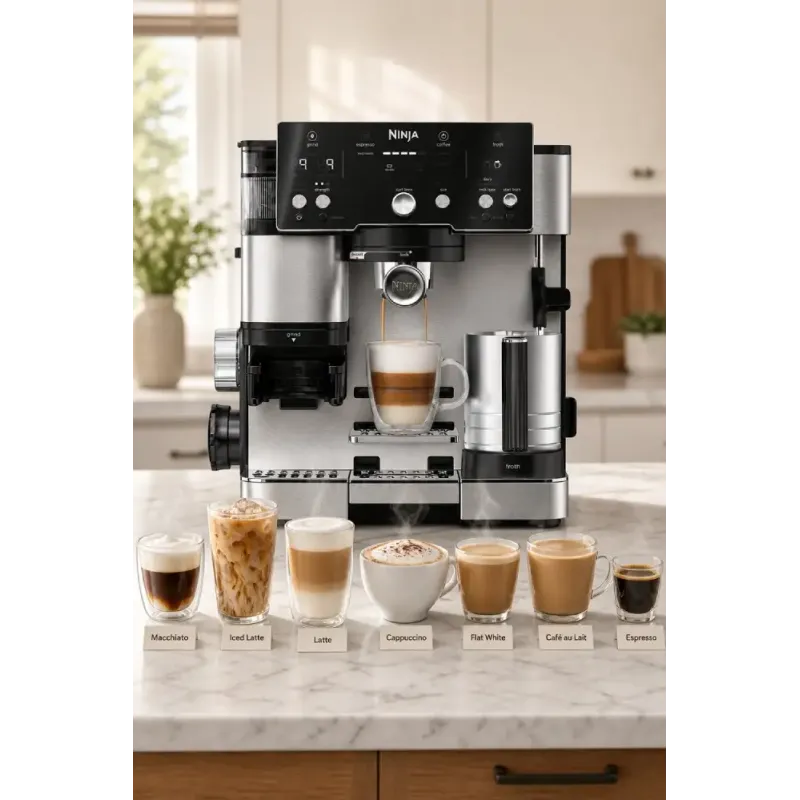 Ninja Luxe Cafe Essential Espressomaskine Med Kværn i Sølv ES501EU