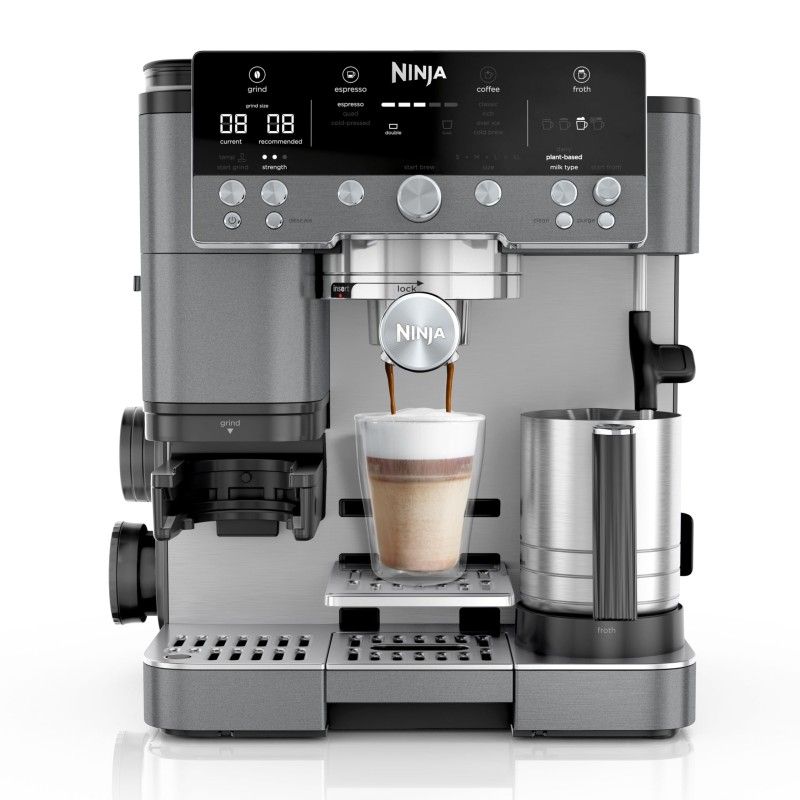 Ninja Luxe Premier Espressomaskine Med 3-i-1 Brygning i Grå Metal