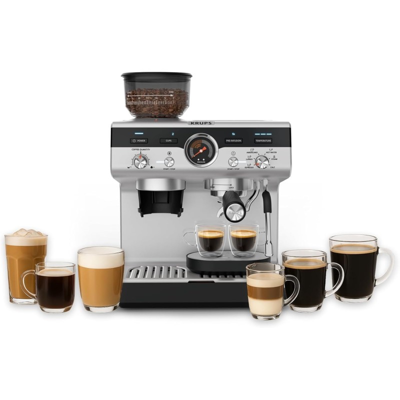 KRUPS Precision Espressomaskine XP801T10 Med Kværn & Damp