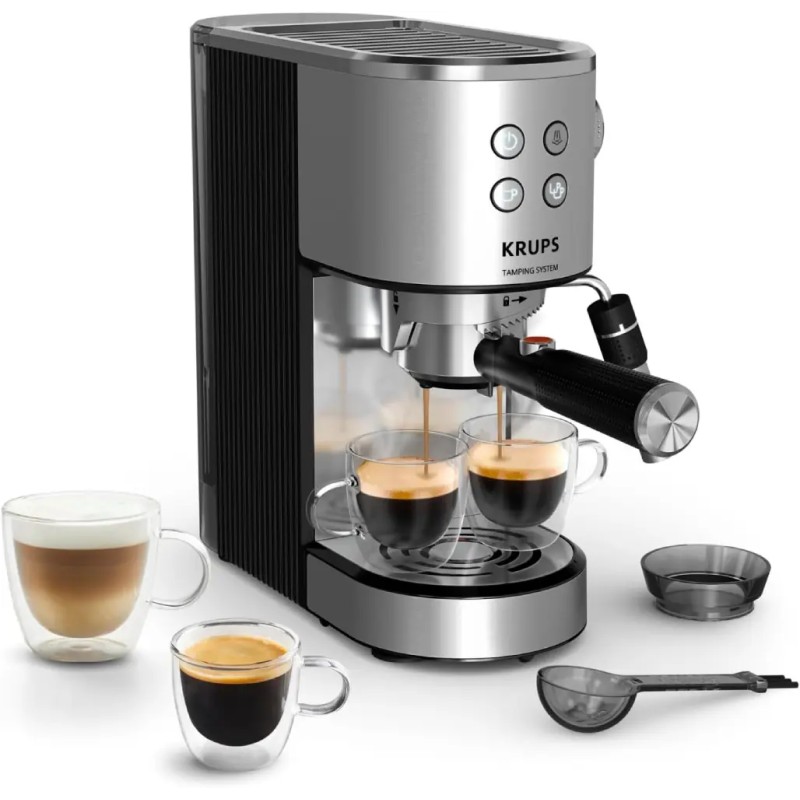 Krups Virtuoso+ Espressomaskine Med Autotamping i Rustfrit Stål