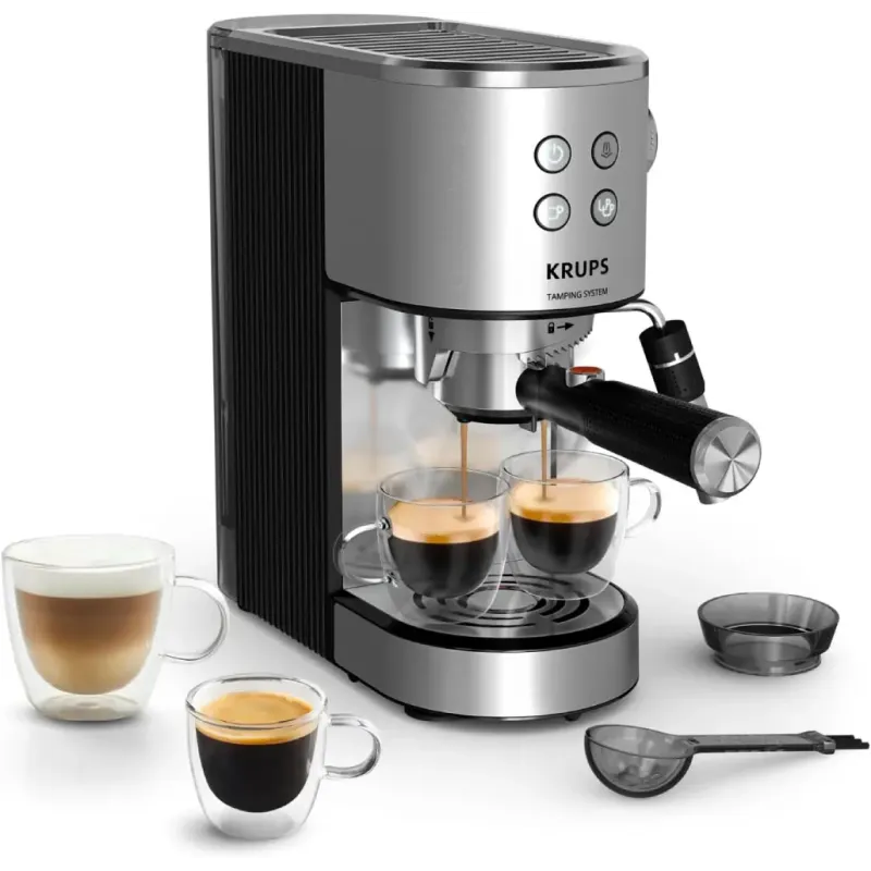 Krups Virtuoso+ Espressomaskine Med Autotamping i Rustfrit Stål