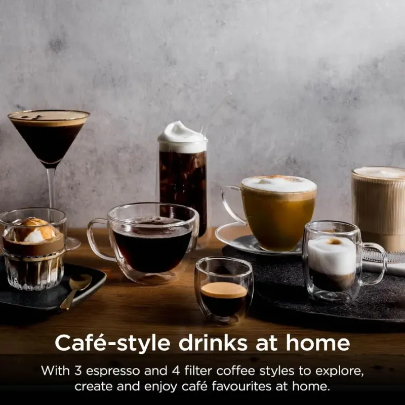 Ninja Luxe Premier Espressomaskine Med 3-i-1 Brygning i Grå Metal
